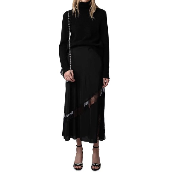 Zadig & Voltaire Jaylal Lace Detail Silk Skirt - Picture 4 of 7